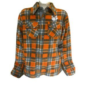NCAA Clemson Tigers Long Sleeve Flannel Fleece Shirt Youth M Colosseum New
